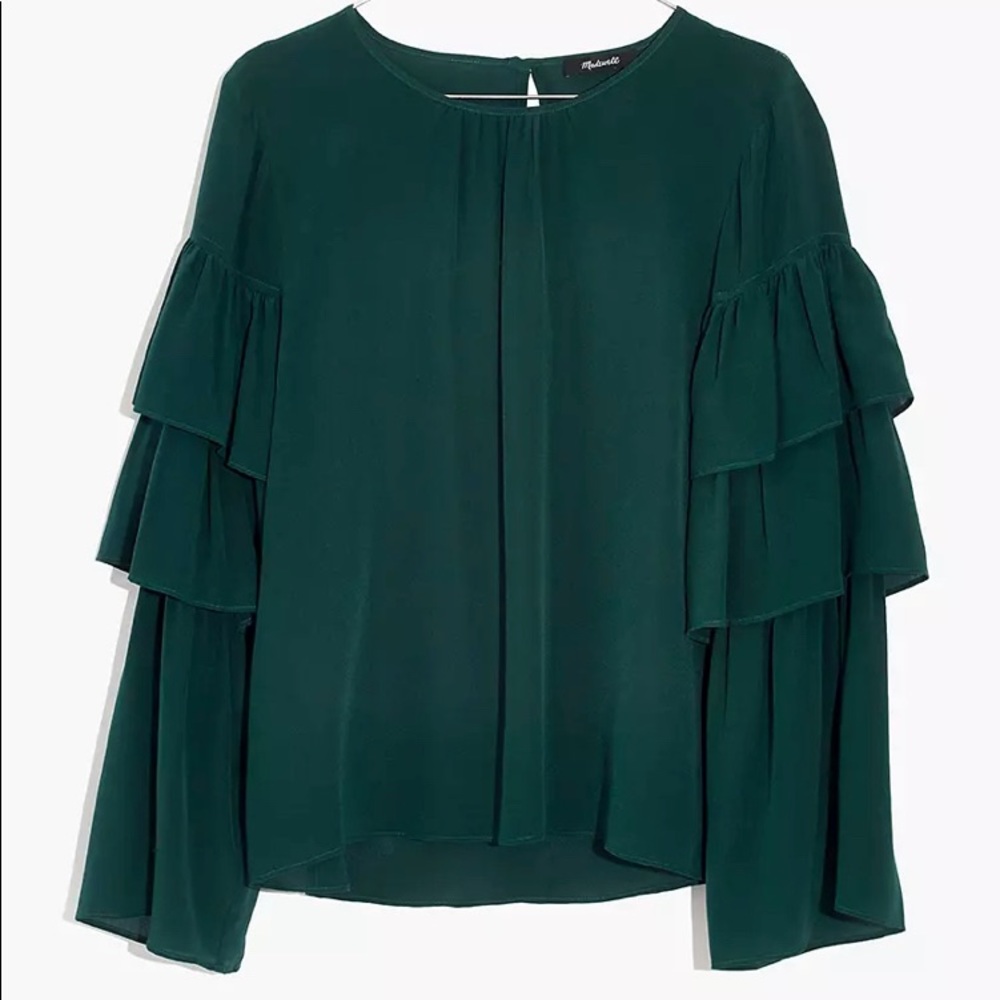 Silk Ruffle-Sleeve Top
